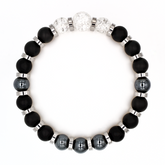 Men's Strength & Success Bracelet: Onyx Matte, Clear Quartz, Hematite and Silver